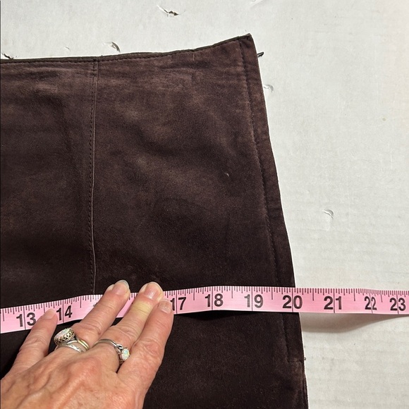 BROWN LEATHER KAREN KANE SKIRT 8 - Picture 15 of 15